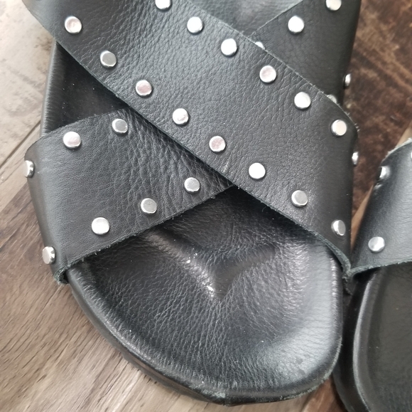 Studded black leather slides size 7 jslides - Picture 5 of 6